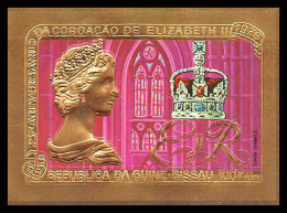 86332b Mi N°491 B 25ème Anniversaire Elisabeth II 1978 Queen Mother Guinée-Bissau Guinea OR Gold Non Dentelé Imperf RR - Koniklijke Families