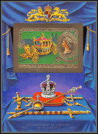 86329 Bloc Mi N°114 B 25ème Anniversaire Elisabeth II 1978 Queen Mother Guinée-Bissau Guinea OR Gold Non Dentelé Imperf - Familles Royales