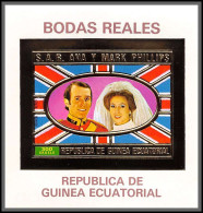 86327 Mi Block N° 89 B Bodas REALES Anne & Mark PHILIPPS British Guinée équatoriale Guinea OR Gold Non Dentelé Imperf - Familles Royales