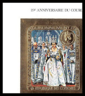 86324b Etat Comorien Comores 414 B 25e Couronnement Elizabeth II Coronation Queen Comores Non Dentelé Imperf Or Gold - Familles Royales