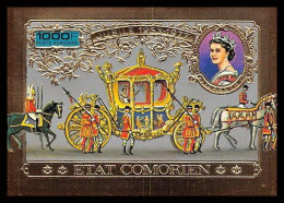 86319b N°105 B Couronnement Elizabeth II Coronation Queen Comores Etat Comorien Non Dentelé Imperf OR Gold - Royalties, Royals