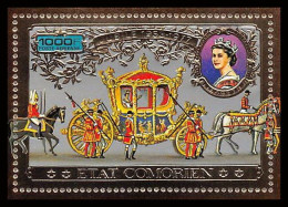 86318b N°105 A 25e Anniversaire Couronnement Elizabeth II Coronation Queen Comores Etat Comorien OR Gold Stamps - Koniklijke Families