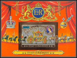 86319 Bloc N°105 B Couronnement Elizabeth II Coronation Queen Comores Etat Comorien Non Dentelé Imperf OR Gold - Koniklijke Families