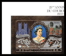 86316b N°360 B 25e Anniversaire Couronnement Elizabeth II Coronation Queen Comores Comorien Non Dentelé Imperf OR Gold - Koniklijke Families