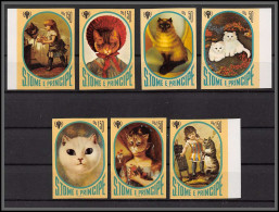 86312 Sao S Tome E Principe N°730/736 B Cote 26 Euros Chats Chat Katzen Cats Non Dentelé Imperf ** MNH 1981 - Katten