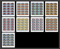 86235z Mi N°433/441 A 116/124 UPU Concorde Train Avion 1974 /1975 Feuilles Sheets ** MNH Khmère Cambodia Cambodge - Concorde