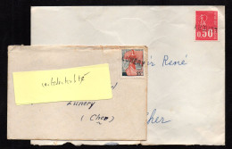 2 Enveloppe Lettre Avec Griffe Linéaire De Lunery 18 - Other & Unclassified