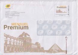 Enveloppe Entier International 250g Mensuel Premium Cadre Philaposte Le Louvre Et La Pyramide Code Routage Haut - Pseudo-interi Di Produzione Ufficiale
