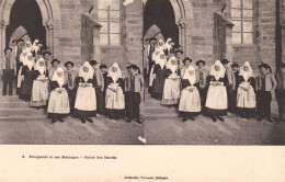 29 PLOUGASTEL Et Ses Mariages N°8 Sortie Des Mariés Marches De L'église CPA Précurseur Stéréo Cliché Ant.1903 Villard - Plougastel-Daoulas