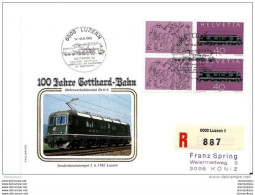 202 - 9 - Enveloppe Suisse  Recommandée Avec Oblit Mécanique "Gottardo 82" Luzern - Trains