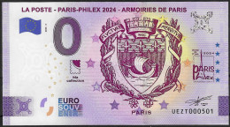 FRANCE 2023 - Billet Souvenir / Touristique - PARIS - PHILEX 2024 - Les Armoiries De La Ville De Paris - Essais Privés / Non-officiels