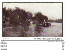 ( Dep 92 )  à SAINT-CLOUD .  Inondation  1910   Le Boulevard National Bateau Peniche - Saint Cloud