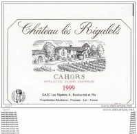 Etiquettes De VIN  Réf-JP-Q-832 (  Vin De CAHORS   Château Les RIGALETS ) - Cahors
