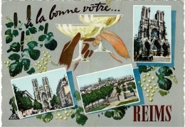 51 - REIMS - CP élégante Sur Le Thème Du Champagne "A La Bonne Vôtre..." - Souvenir De Reims - Voyagée 1960 - Reims