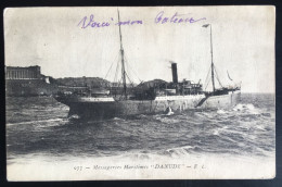 RARE - Messageries Maritimes "Danude". (faute D'orthographe Sur Le Nom Du Bateau: Danube). Circulée 1915 - Steamers