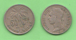 CONGO BELGA 50 Centimes 1927 Belgisch Kongo Congo Belge Nickel Coin K 23 - 1910-1934: Albert I