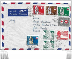 33-9 - Enveloppe Avec Série Pro Patria 1957 Et Timbre Série Courante  Envoyée De Chur Au Brésil 1957 - Brieven En Documenten