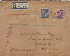 GREAT BRITAIN : 1925: REGISTERED  LONDON - , To Arad Romania. - Lettres & Documents