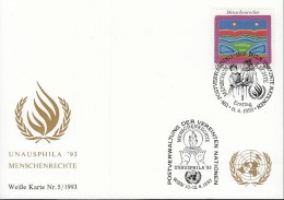 UNO WIEN Weiße Karte Nr. 133, 5/1993, Ausstellungskarte: Unausphila Wien, 1993 - Covers & Documents