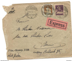 9 - 62 - Enveloppe Exprès Envoyée De Bassecourt 1918 - Enveloppe Füs.-Komp. I/138 - Storia Postale