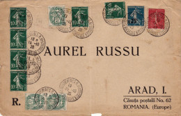 FRANCE : 1926: REGISTERED  MOSELLE DESVOSGES - , To Arad Romania.OVERPRINT STAMPS - Brieven En Documenten