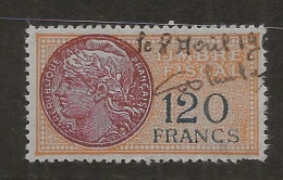 FISCAUX  FRANCE SERIE UNIFIEE N°287 120F CHIFFRES NORMAUX Sur Papier Violacé  Oblitéré - Stamps