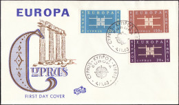 Europa CEPT 1963 Chypre - Cyprus - Zypern FDC2 Y&T N°217 à 219 - Michel N°225 à 227 - 1963