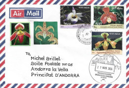 Belles Orchidées De L'Inde, The Beautiful Orchids Of India, Letter 2024 From India To Andorra, With Arrival Postmark - Orchids
