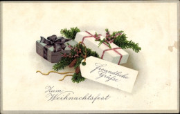 CPA Frohe Weihnachten, Geschenke, Tannenzweige - Other & Unclassified