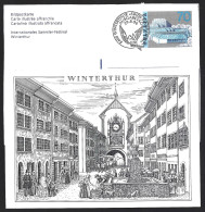 Entire Postcard Of Winterthur, Switzerland. Clock Square. Fountain. Dogs. International Sammier Festival Winterhur. - Hunde