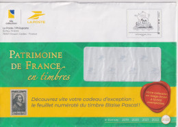Enveloppe Entier International 250g Patrimoine De France Cadre Gris Philaposte Illustration Pascal 614 - Pseudo-entiers Officiels