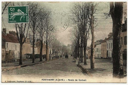 77 - B31268CPA - PONTHIERRY - Route De Corbeil - Legere Colorisation - Très Bon état - SEINE-ET-MARNE - Autres & Non Classés