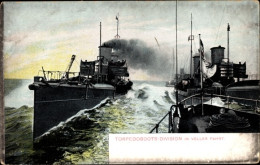CPA Deutsche Kriegsschiffe, Torpedoboots Division In Voller Fahrt - Autres & Non Classés