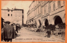 82 - B34375CPA - BEAUMONT DE LOMAGNE - Place Nationale - Marché - Très Bon état - TARN-ET-GARONNE - Beaumont De Lomagne