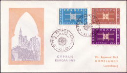 Chypre - Cyprus - Zypern FDC7 1963 Y&T N°217 à 219 - Michel N°225 à 227 - EUROPA - Storia Postale