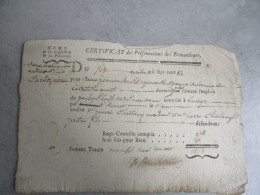 1782 CACHET GENERALITE LIMOGES  CERTIFICAT DE PRESENTATIONS DES DEMANDEURS JUSTICE TRIBUNAL - Documents Historiques