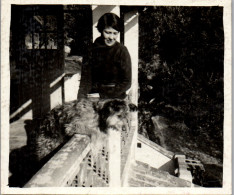 Photographie Photo Vintage Snapshot Anonyme Jeune Femme Chien Drôle Gag Soleil - Altri & Non Classificati