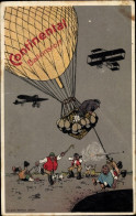CPA Reklame, Continental Ballonstoff, Heißluftballon, Flugzeuge - Autres & Non Classés