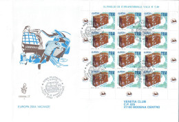 ITALIA 2004 FDC VENETIA CLUB N. 1250 Bis/IT 1 E 2  EUROPA  LE VACANZE MINIFOGLI 2 BUSTE - FDC