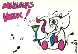 Carte Postale: Meilleurs Vœux; éléphant ; Humour. - Humour