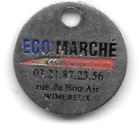 Jeton De Caddie  Ville, Magasin  ECO MARCHE  Rue  Du  Bon  Air, WIMEREUX  ( 62 )  Verso  Vierge - Einkaufswagen-Chips (EKW)