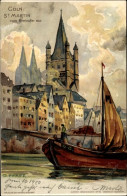 Artiste CPA Pfaff, Köln Am Rhein, St. Martin Vom Rheinufer Aus, Boot - Autres & Non Classés