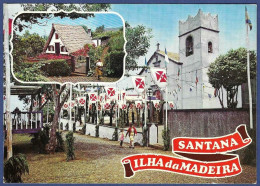 Madeira - Igreja De Santana. Jardins E Casas Típicas De Santana - Madeira