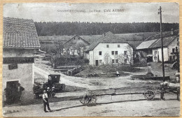 CPA CHAMESEY DOUBS LA PLACE ET LE CAFE AUBRY BELLE ANIMATION ATTELAGE - Sonstige & Ohne Zuordnung