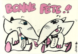 Carte Postale: Bonne Fête; éléphants ; Humour. - Humour