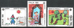 Italien 1989, MiNr. 2078 - 2080; Europa: Kinderspiele, Gestempelt; Alb. 05 - 1981-90: Gebraucht