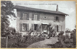 CPA SAONE  BELLE ANIMATION HOTEL RESTAURANT SANOUVA COTE JARDIN PLAN PEU COURANT - Other & Unclassified