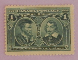 CANADA YT 86 NEUF(*)MNG "CARTIER ET CHAMPLAIN" ANNÉE 1908 - Nuovi