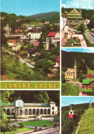JANSKE LAZNE, MULTIPLE VIEWS, ARCHITECTURE, CHURCH, TOWER, PARK, CABLE CAR, CARS, CZECH REPUBLIC, POSTCARD - Czech Republic
