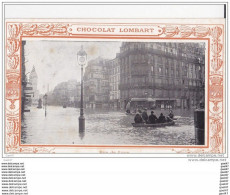 Cpa  Avec "" PUB  Chocolat Lombart  "" Réf-JP-V-12 (  Dép-75 à PARIS ) Rue De Lyon ,pendant La Crue . - Überschwemmung 1910